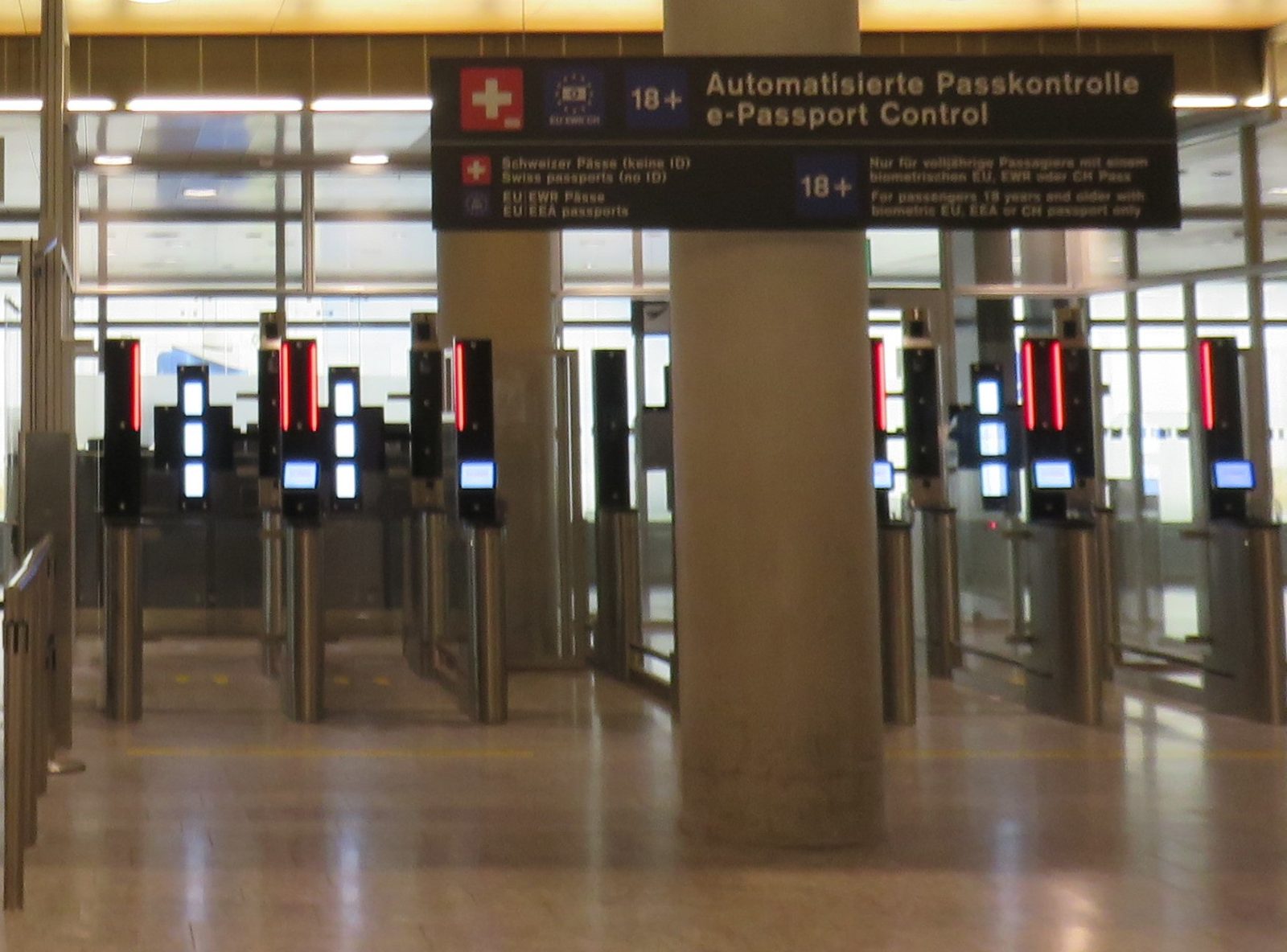 Automated passport gates at Zurich airport