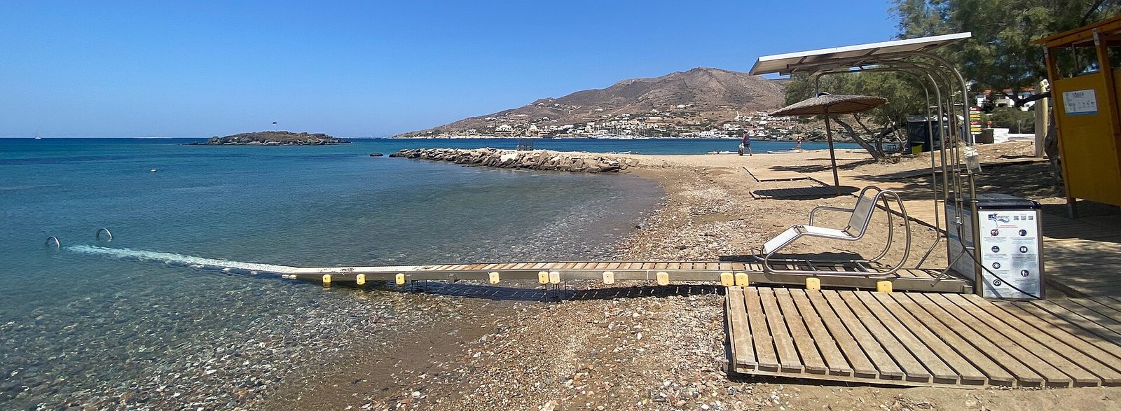 A wheelchair beach access ramp on Syros