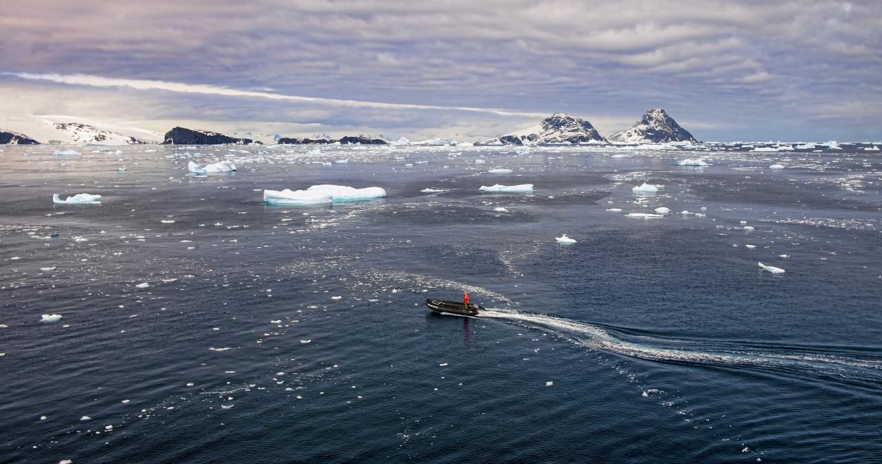 Zodiac landing in Antarctica